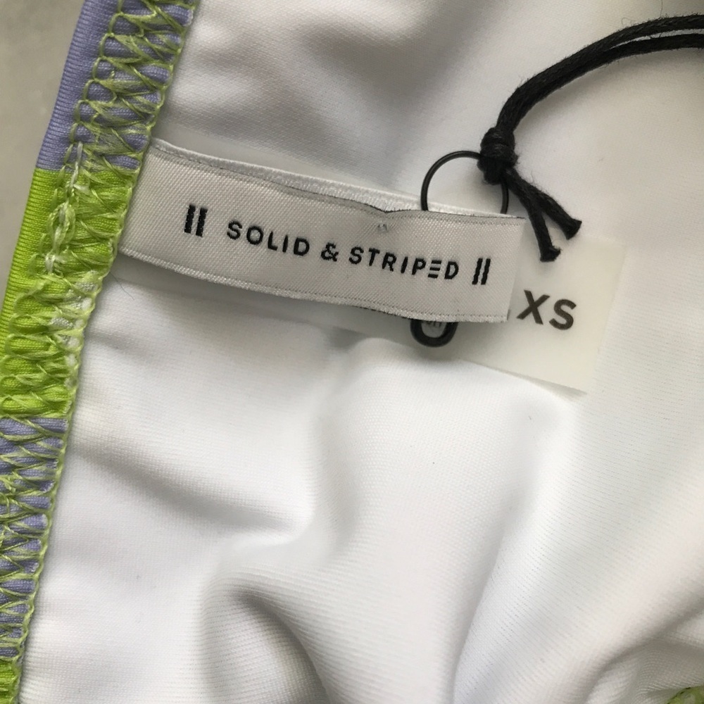Solid & Striped Rachel Belts Bikini Botton Striped Lime/Lemon Size XS - Picture 4 of 8